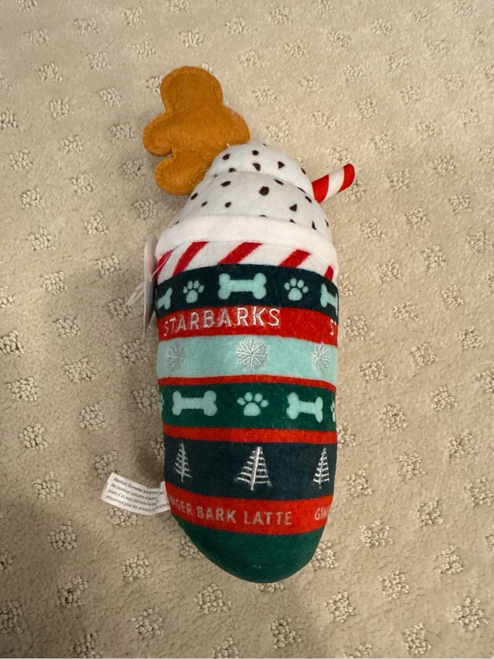 Christmas Starbarks Coffee Latte Dog Toy Gingerbread Plush Holiday Pet Toy